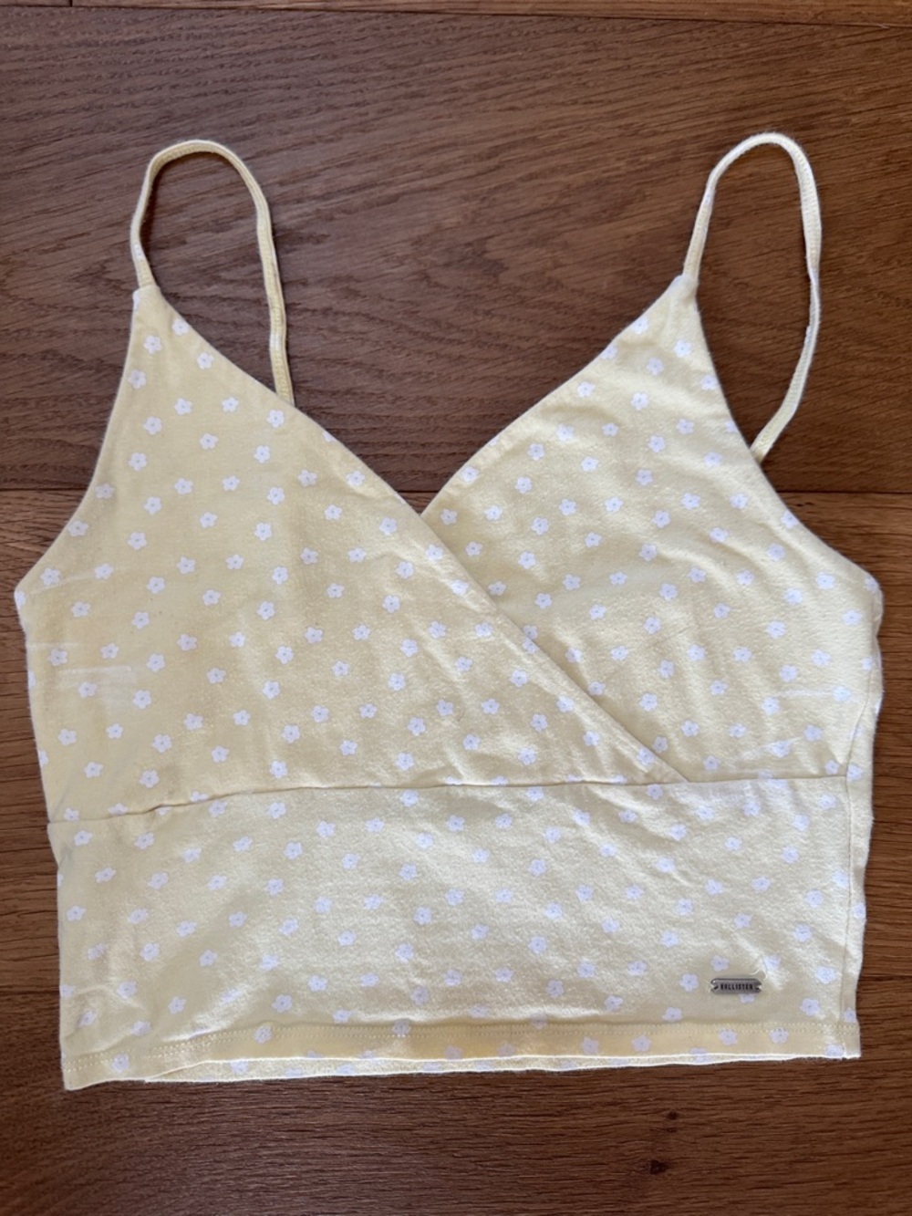 Women's Hollister Yellow Floral Wrap Cropped Tank Top